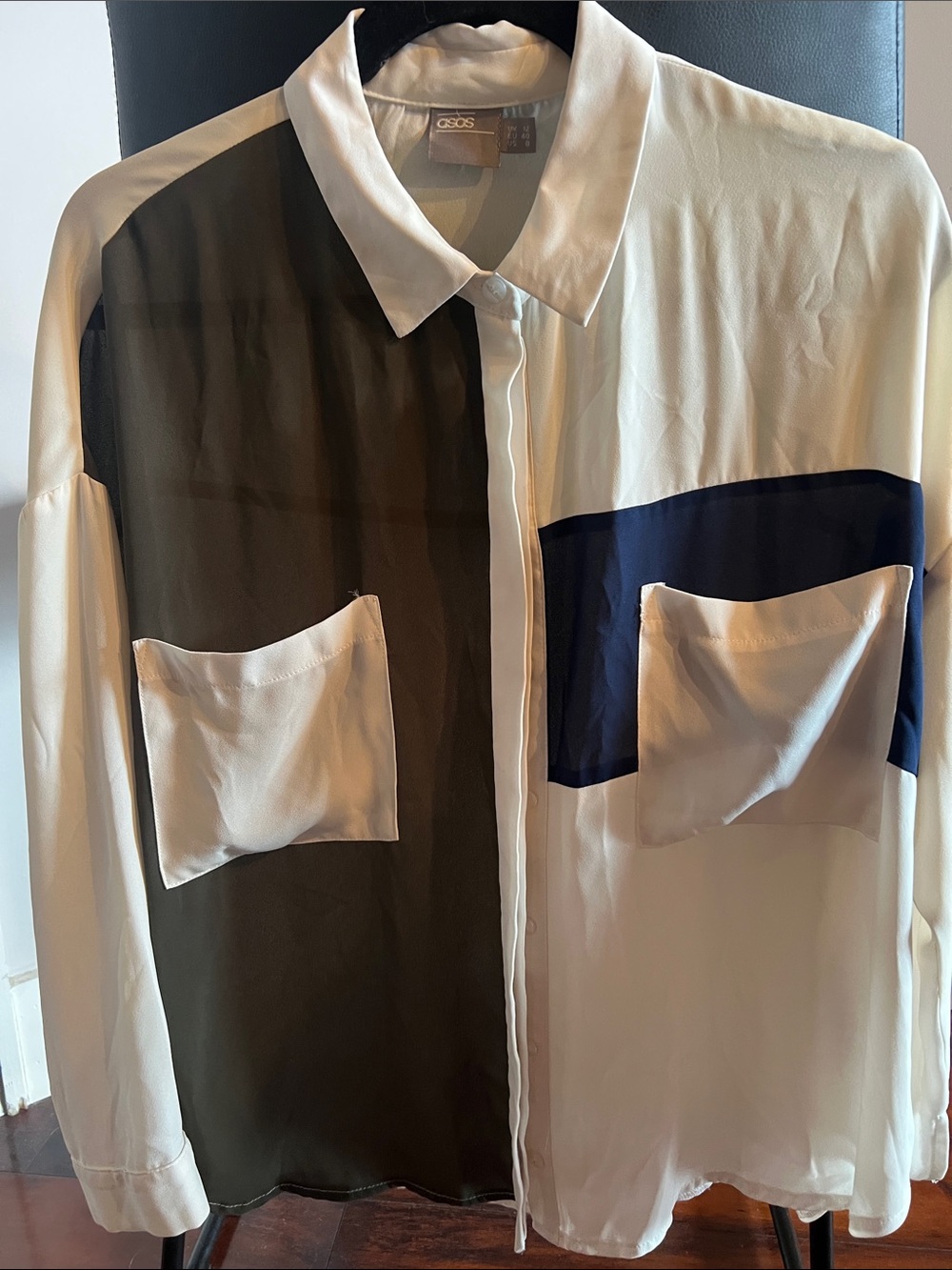 ASOS White, Olive & Navy Colorblock Button-Front Shirt